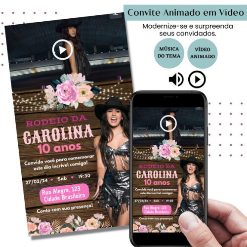 Convite em Vídeo Ana Castela Boiadeira Animado com Música