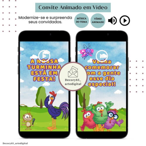 Convite em Vídeo Galinha Pintadinha Animado com Música