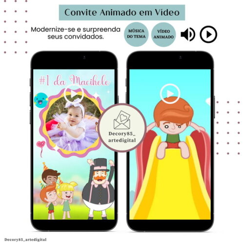 Convite em Vídeo Mundo Bita Animado com Música Digital