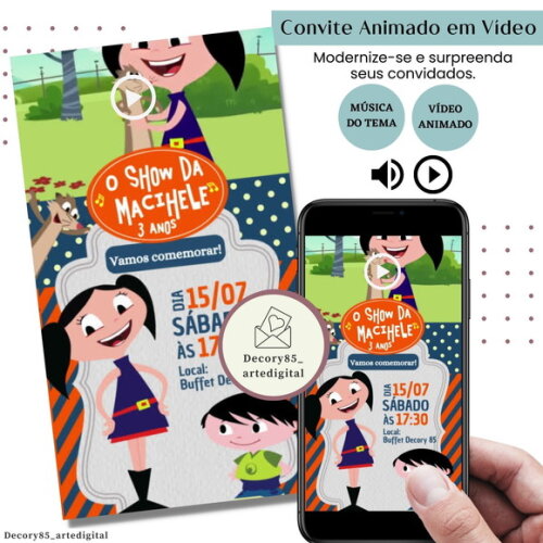 Convite em Vídeo o Show da Luna Animado com Música Digital