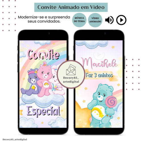 Convite em Vídeo os Ursinhos Carinhosos Animado com Música