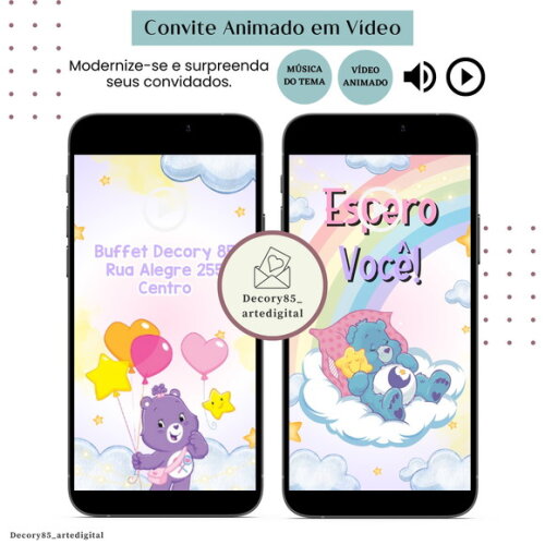 Convite em Vídeo os Ursinhos Carinhosos Animado com Música