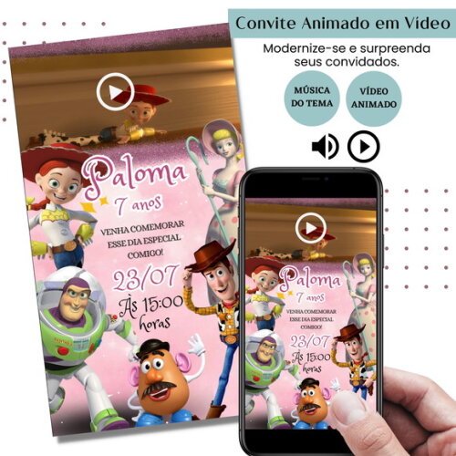 Convite em Vídeo Toy Story Jessie Animado com Música Digital