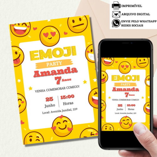 Convite Emoji Emoticon Digital Virtual Aniversário
