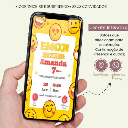 Convite Emoji Emoticon Digital Interativo Virtual