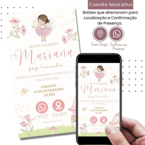 Convite Fadas Jardim Encantado Digital Interativo
