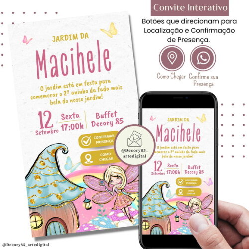 Convite Fadas Jardim Encantado Digital Interativo