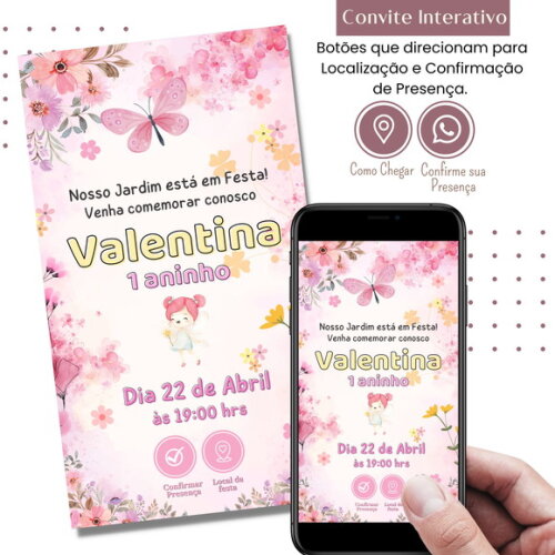 Convite Fadas Jardim Encantado Digital Interativo Virtual