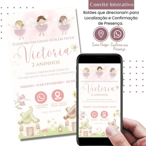 Convite Fadas Jardim Encantado Digital Interativo