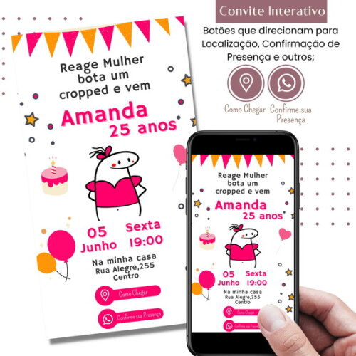 Convite Flork Bonequinho Adulto Digital Interativo Virtual