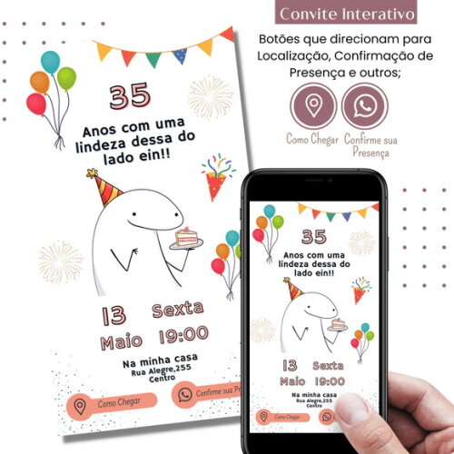 Convite Flork Bonequinho Adulto Digital Interativo Virtual