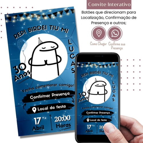 Convite Flork Bonequinho Bentô Digital Interativo Virtual