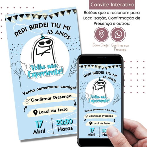 Convite Flork Bonequinho Bentô Digital Interativo Virtual