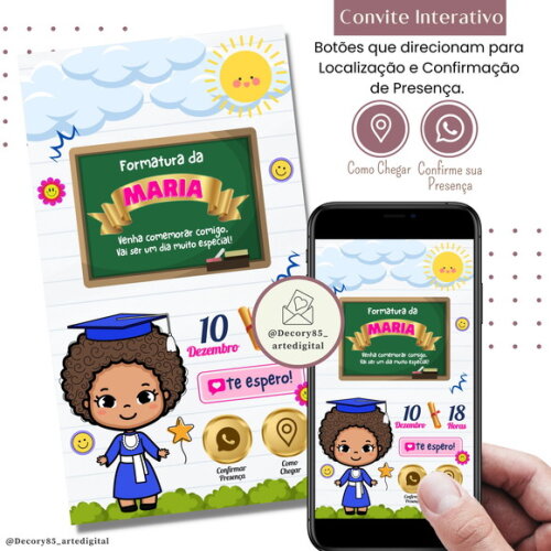 Convite Formatura Abc Pré Escolar Digital Interativo Virtual
