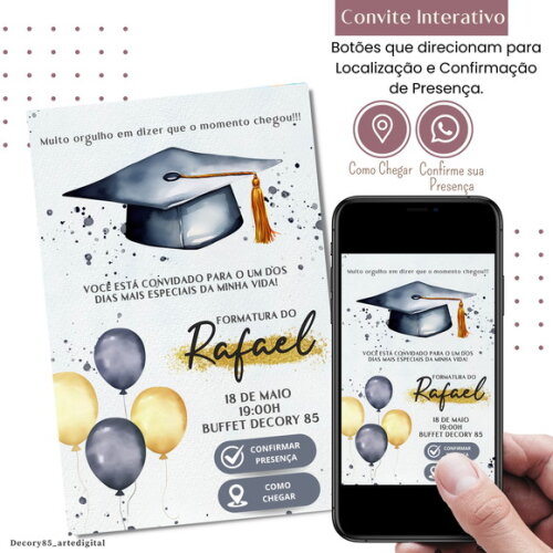 Convite Formatura Digital Interativo Virtual