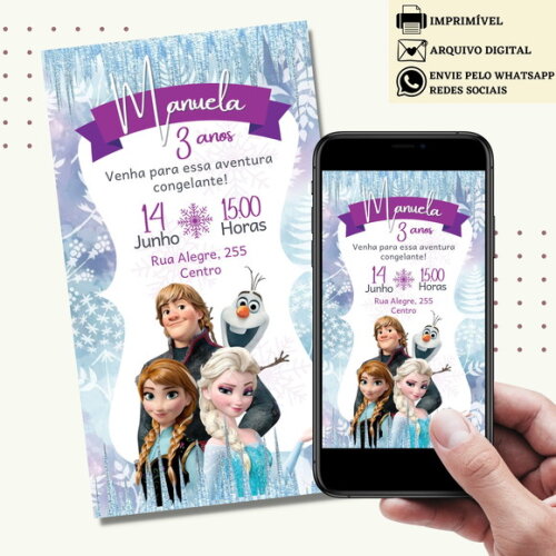 Convite Frozen Elsa e Anna Digital Virtual