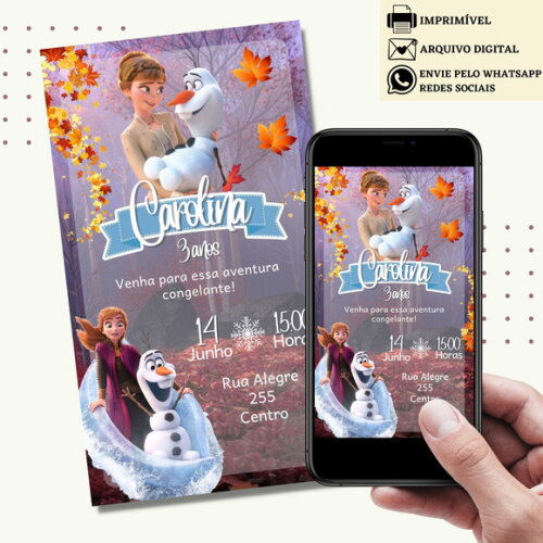 Convite Frozen Elsa e Anna Digital Virtual
