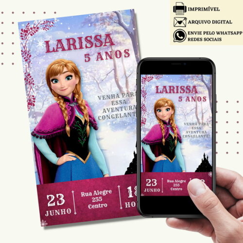 Convite Frozen Elsa e Anna Digital Virtual