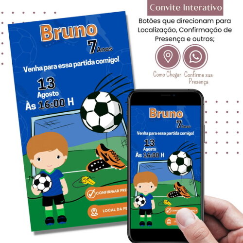 Convite Futebol Copa do Mundo Digital Interativo Virtual