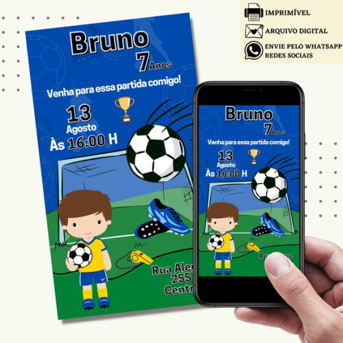 Convite Futebol Copa do Mundo Digital Virtual Aniversário