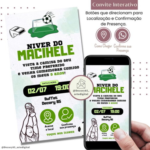Convite Futebol Digital Interativo Virtual