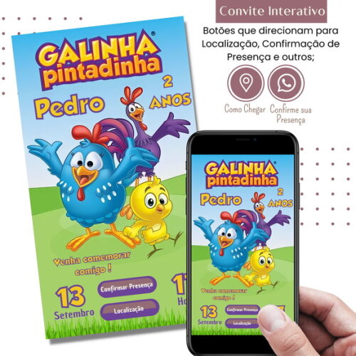 Convite Galinha Pintadinha Digital Interativo Virtual