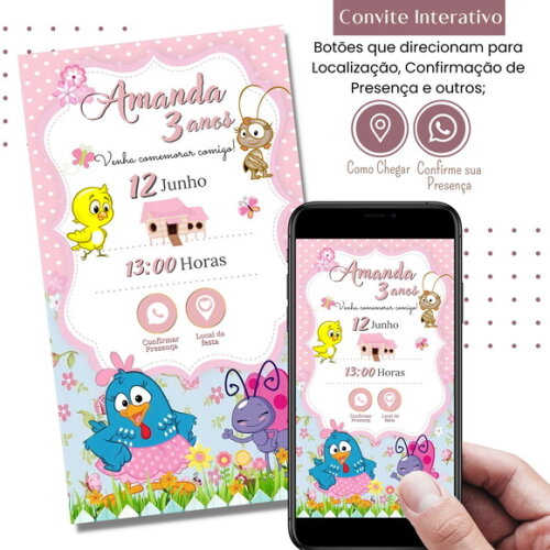 Convite Galinha Pintadinha Digital Interativo Virtual