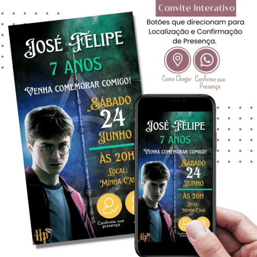 Convite Harry Potter Digital Interativo Virtual