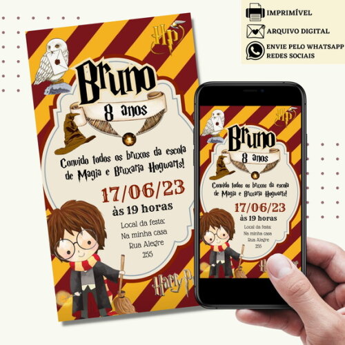 Convite Harry Potter Digital Virtual