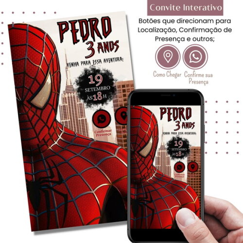 Convite Homem Aranha Spider Man Digital Interativo Virtual