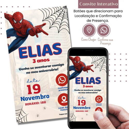 Convite Homem Aranha Spider Man Digital Interativo Virtual