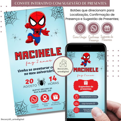 Convite Homem Aranha Baby Spider Man Sugestão de Presente