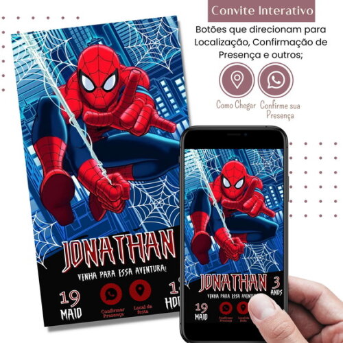 Convite Homem Aranha Spider Man Digital Interativo Virtual