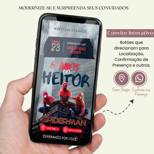 Convite Homem Aranha Spider Man Digital Interativo Virtual