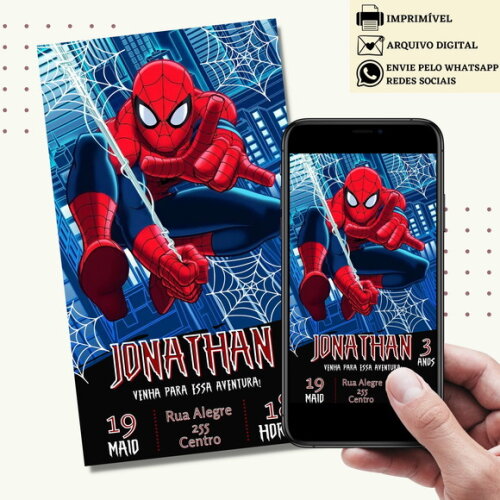 Convite Homem Aranha Spider Man Virtual Digital