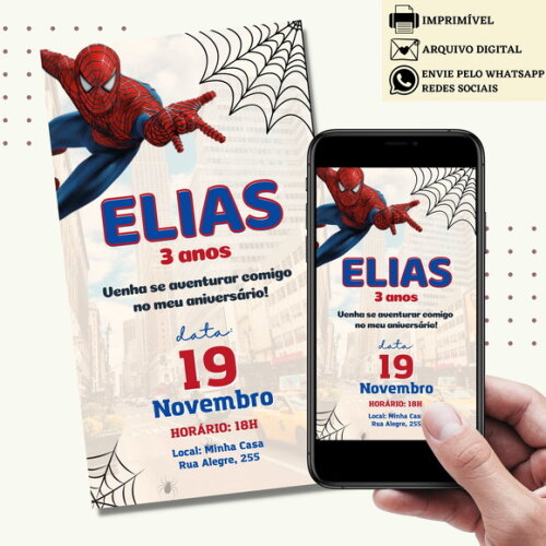 Convite Homem Aranha Spider Man Virtual Digital