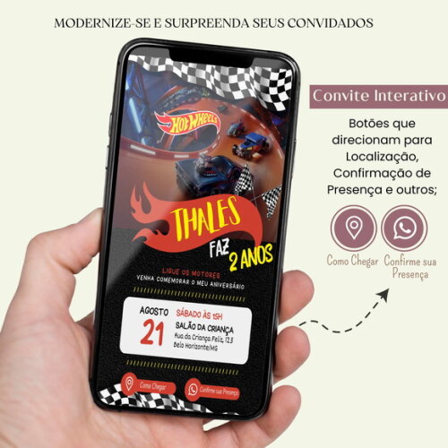 Convite Hot Wheels Digital Interativo Carros Virtual