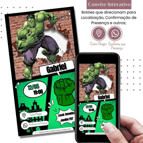 Convite Hulk Digital Interativo Virtual