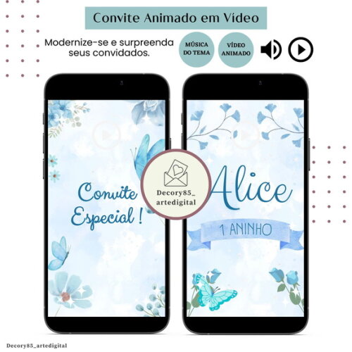 Convite Jardim Encantado em Vídeo Animado com Música Digital