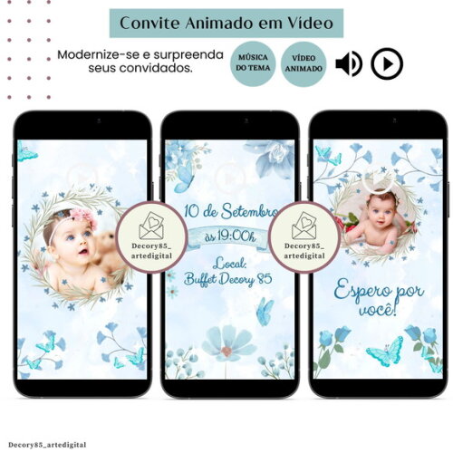 Convite Jardim Encantado em Vídeo Animado com Música Digital