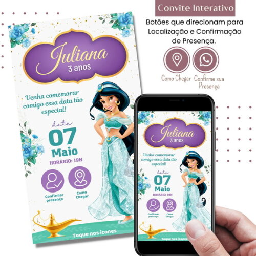Convite Jasmine Digital Interativo Virtual