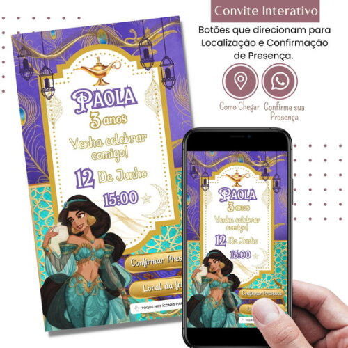 Convite Jasmine Digital Interativo Virtual