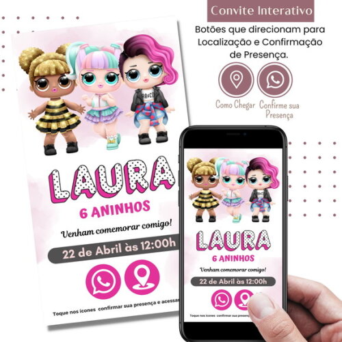 Convite Lol Surprise Digital Interativo Virtual