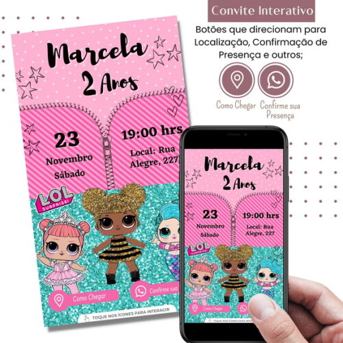Convite Lol Surprise Digital Interativo Virtual