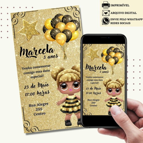 Convite Lol Surprise Queen Bee Digital Virtual