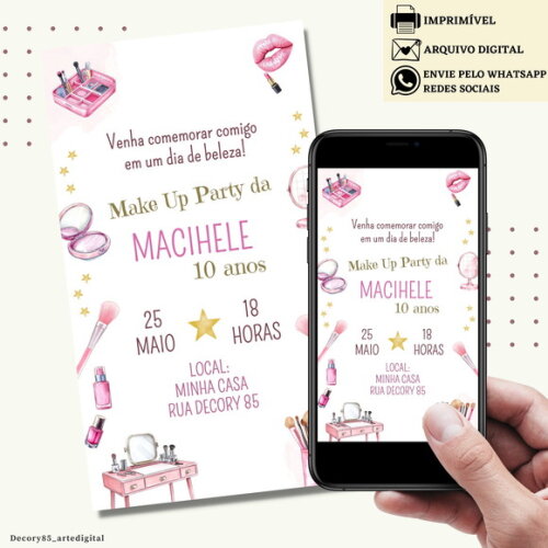 Convite Maquiagem Make Up Day Digital Virtual