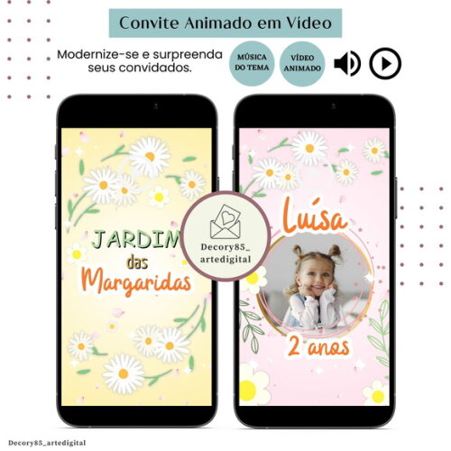 Convite Margarida em Vídeo Animado com Música Digital