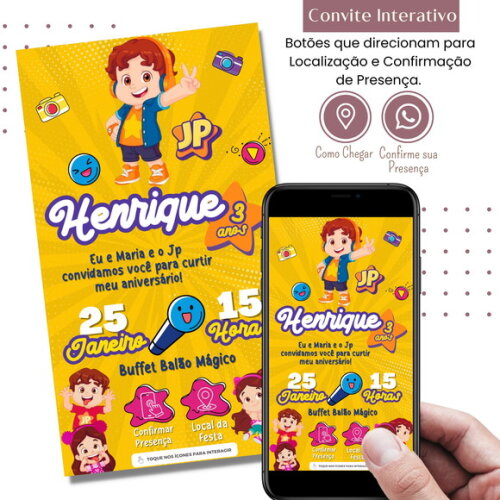 Convite Maria Clara e Jp Digital Interativo Virtual