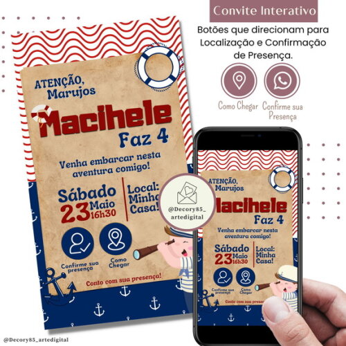 Convite Marinheiro Digital Interativo Virtual