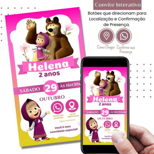 Convite Marsha e o Urso Digital Interativo Virtual